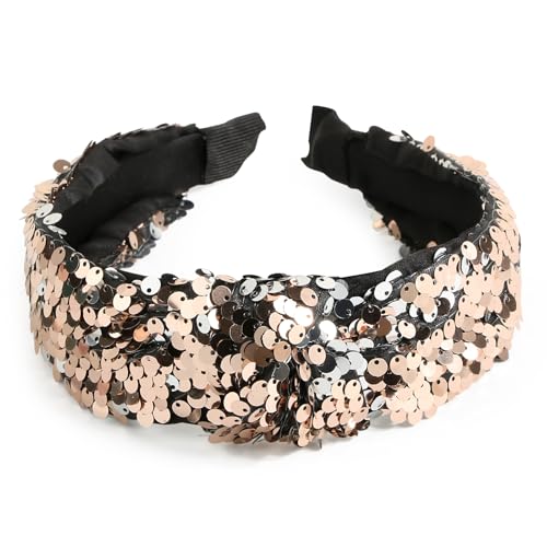 BOOMTOP Haarreifen Damen Pailletten Silvester Haarreif Breit Weihnachten Haarbänder mit Knoten Glitzer Silvester Stirnband Mädchen Frauen Weihnachts Haarschmuck Gold Weihnachten Neujahr Geschenk von BOOMTOP