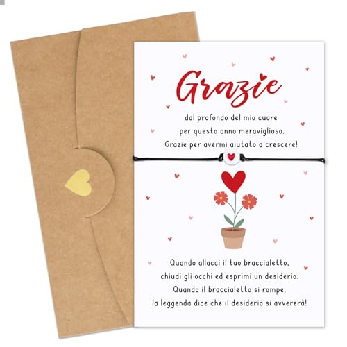 BOOMTOP Italienisch Dankeschön Geschenk Armband Armkettchen Herzchen Armbänder mit Karte und Umschlag von BOOMTOP