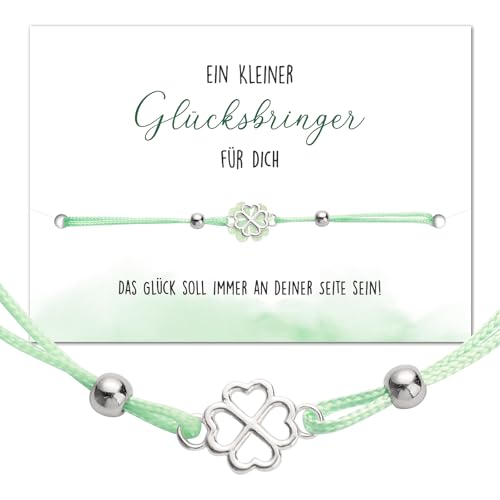 BOOMTOP Kleeblatt Armband Damen Glücksarmband Vierblättriges Kleeblatt Armbänder Glücksbringer Verstellbar 28cm Adventskalender Füllung Weihnachten Geschenk Ideen Viel Glück Prüfung Operation Geschenk von BOOMTOP