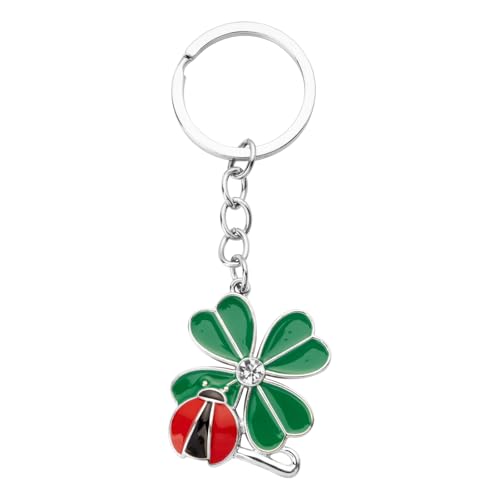 BOOMTOP Schlüsselanhänger Glückbringer Kleeblatt Marienkäfer Vierblättriges Kleeblatt Glückbringer Glücksklee Anhänger Prüfung Silvester Neujahr Weihnachten Geschenk Adventskalender Füllung C von BOOMTOP