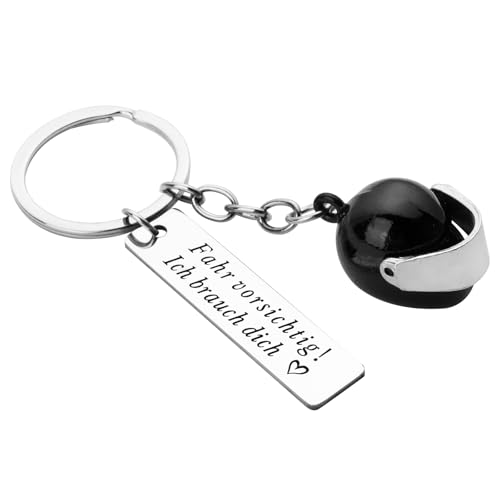 BOOMTOP Schlüsselanhänger Motorrad Auto Glücksbringer Fahr Vorsichtig Ich Brauch Dich Helm Anhänger Führerschein Bestanden Geschenk Drive Safe Schlüsselband für Fahranfänger Männer Frauen von BOOMTOP