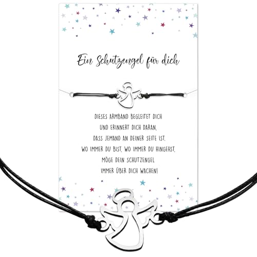 BOOMTOP Schutzengel Armband Damen Mädchen Glücksbringer Armbänder Engel Glücksarmband Verstellbar 30cm Armkettchen Taufgeschenk Adventskalender Füllung Weihnachten Einschulung Kommunion Geschenk Ideen von BOOMTOP