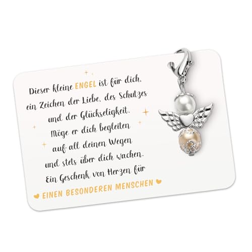 BOOMTOP Schutzengel Schlüsselanhänger Besondere Menschen Geschenk Glücksbringer Engel Abschiedsgeschenk Kollegen Perlenengel Weihnachten Geburtstag Geschenke Adventskalender Füllung mit Karte Beutel von BOOMTOP