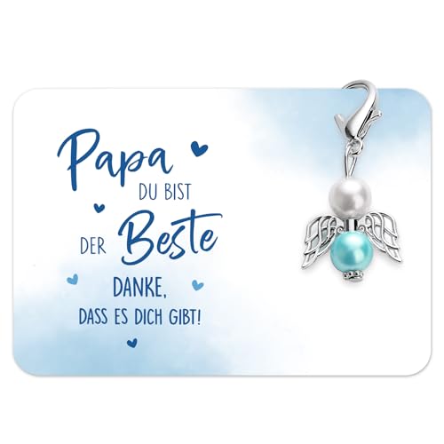 BOOMTOP Schutzengel Schlüsselanhänger Mama/Papa Geschenke Engel Glücksbringer Beste Mama Bester Papa der Welt Geschenk Perlenengel Auto Keychain Anhänger für Muttertag Vatertag Geburtstag Weihnachten von BOOMTOP