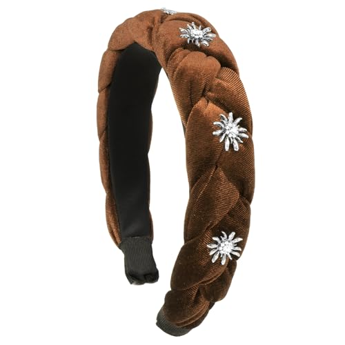 BOOMTOP Trachten Haarreif Samt Haarschmuck Dirndl Edelweiss Stirnband Geflochten Breit Haarband Vintage Gepolsterte Haarreifen Mode Kopfschmuck für Damen und Mädchen Braun BOOMTOP Trachten Haarreif Samt Haarschmuck Dirndl Edelweiss Stirnband Geflochten Breit Haarband Vintage Gepolsterte Haarreifen Mode Kopfschmuck für Damen und Mädchen Braun von BOOMTOP
