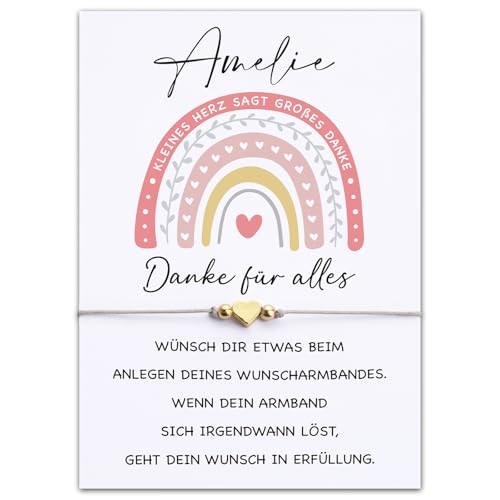 Dankeschön Geschenke Armband Herz Damen Wunscharmband Glücksbringer Herzchen Armkettchen Mädchen Abschiedsgeschenk Erzieherin Kollegin Hebamme Danke Geschenk Verstellbar für Geburtstag Weihnachten von BOOMTOP