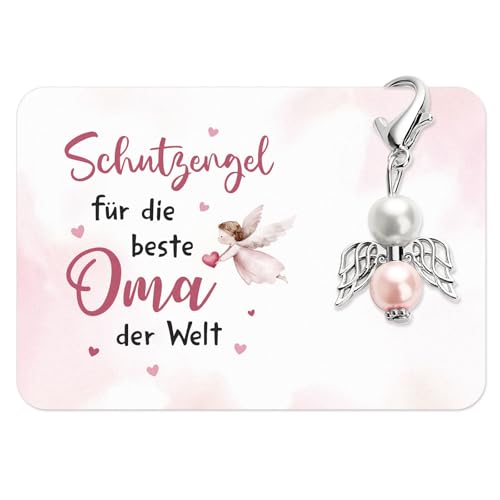 Schutzengel Schlüsselanhänger Mama/Papa/Oma Geschenke Engel Glücksbringer Beste Mama Oma Bester Papa der Welt Geschenk Perlenengel Anhänger Auto Keychain für Muttertag Vatertag Geburtstag Weihnachten von BOOMTOP