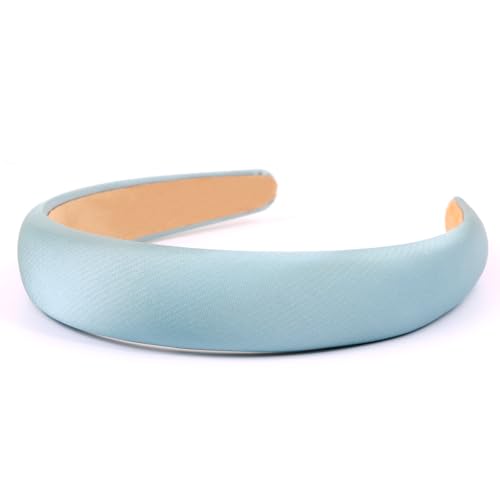 Trachten Haarreif Dirndl Haarschmuck Breit Gepolstertes Haarband Wiesn Haarreifen in Optik-Look Mode Stirnband Einfarbig Kopfband für Bierfest Kostüm Frauen und Mädchen Hellblau von BOOMTOP