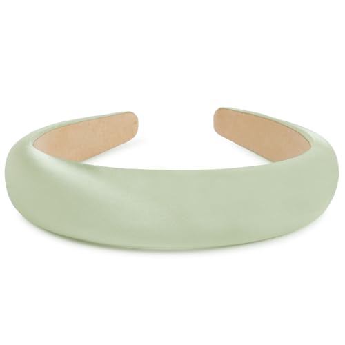 Trachten Haarreif Dirndl Haarschmuck Breit Gepolstertes Haarband Wiesn Haarreifen in Optik-Look Mode Stirnband Einfarbig Kopfband für Bierfest Kostüm Frauen und Mädchen Hellgrün von BOOMTOP