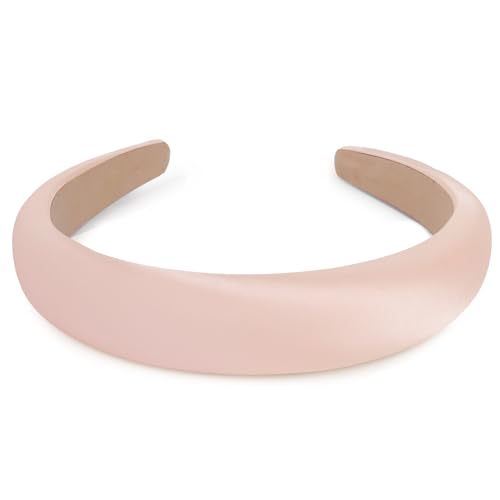 Trachten Haarreif Dirndl Haarschmuck Breit Gepolstertes Haarband Wiesn Haarreifen in Optik-Look Mode Stirnband Einfarbig Kopfband für Bierfest Kostüm Frauen und Mädchen Hellrosa von BOOMTOP