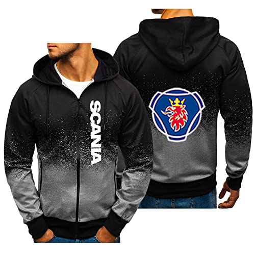 BOONEE Herren Hoodie Scania Kapuzenjacke Arbeitsjacke, Zip Up Hoodie Sweatjacke, Casual Sport Outdoor Kapuzenpullover Jacke-Grey||L von BOONEE