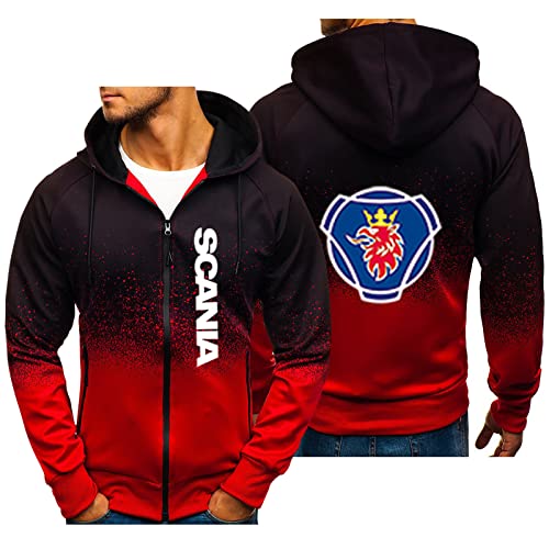 BOONEE Herren Hoodie Scania Kapuzenjacke Arbeitsjacke, Zip Up Hoodie Sweatjacke, Casual Sport Outdoor Kapuzenpullover Jacke-Red||XL von BOONEE