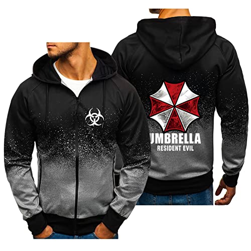 BOONEE Hoodie Herren Resident Evil Kapuzenpullover, Zip Up Hoodie Sweatjacke, Kapuzenjacke Sweatshirt Geburtstagsgeschenk für MäNner von BOONEE