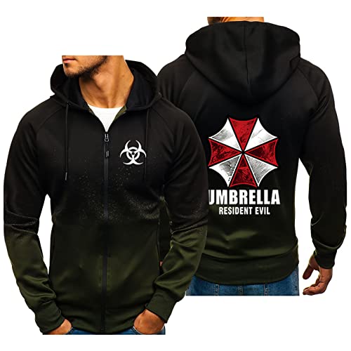 BOONEE Hoodie Herren Resident Evil Kapuzenpullover, Zip Up Hoodie Sweatjacke, Kapuzenjacke Sweatshirt Geburtstagsgeschenk für MäNner von BOONEE