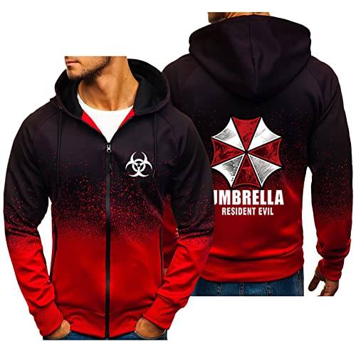 BOONEE Hoodie Herren Resident Evil Kapuzenpullover, Zip Up Hoodie Sweatjacke, Kapuzenjacke Sweatshirt Geburtstagsgeschenk für MäNner von BOONEE