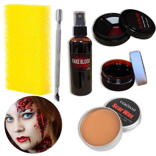 BOOSHMall Halloween Make-up-Set, Halloween Schminke Set, Face Paint, Halloween Waschbar Kunstblut Make-up für Kleidung, Zombie, Vampir Cosplay Theaterschminke & Faschingsschminke von BOOSHMall