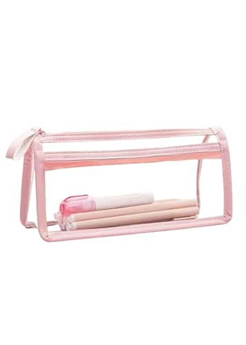 BOQUN Clear Pencil Case Double Transparent Pencil Case Portable Simple Large Capacity PVC Storage Bag Creative Stationery Bag Fashion, rose, A von BOQUN