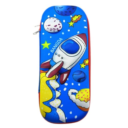 BOQUN Mäppchen Pencil Case Kawaii School Stationery 3D Space Pen Case Schullieferungen Süßes Dinosaurier Mit Hoher Kapazität Bleistiftbox-Rakete von BOQUN