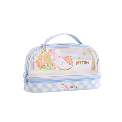 BOQUN Schreibwarenetui Kawaii Cartoontiere Große Kapazität Transparent Tasche Bleistiftbeutel Süßes Bleistiftkoffer Schreiberei Organisator Geschenkstudenten Deco-Kätzchen von BOQUN