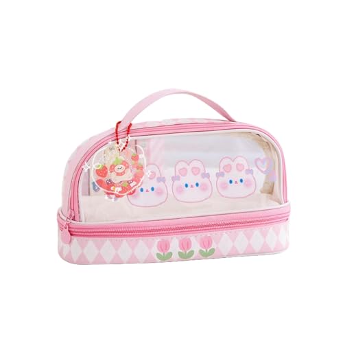 BOQUN Schreibwarenetui Kawaii Cartoontiere Große Kapazität Transparent Tasche Bleistiftbeutel Süßes Bleistiftkoffer Schreiberei Organisator Geschenkstudenten Deco-Kaninchen von BOQUN