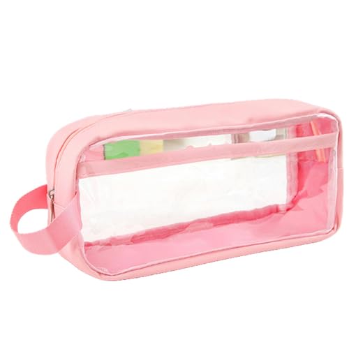 Clear Pencil Case Transparent Large Capacity Pencil Bag School Case Stationery Holder Waterproof Portable Pen Case Storage Bag, rose, A von BOQUN