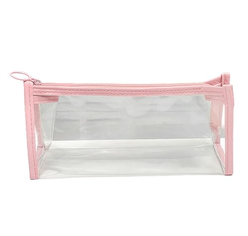 Durchsichtiges Federmäppchen 2-Pcs Klare Plastik Bleistift Tasche Transparente Schreibwaren Student Stift Fall Große Kapazität Beutel Schulbüro Zuhause-Rosa von BOQUN