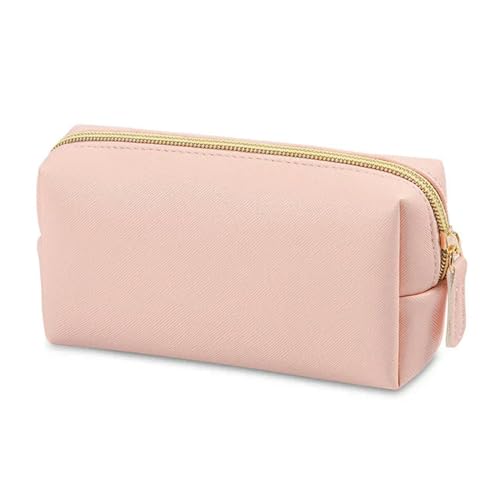 Kosmetiktasche Frauen Kosmetik Tasche wasserdichte Pu Leder Solid Color Make-Up Tasche Reise Portable Wasch Toilette Aufbewahrungstasche-Pink S von BOQUN