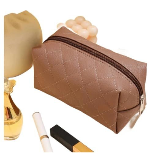 Kosmetiktasche Große Reisekosmetikbeutel Für Frauen Leder Make -Up Organizerinnen Weibliche Toilettenkit -Taschen Make -Up -Koffer Aufbewahrungstasche-Kaffee von BOQUN