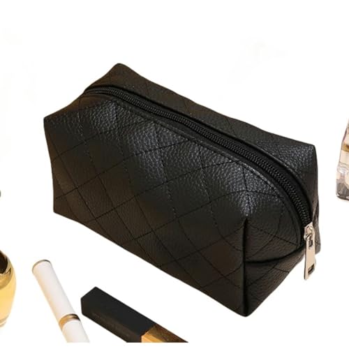 Kosmetiktasche Große Reisekosmetikbeutel Für Frauen Leder Make -Up Organizerinnen Weibliche Toilettenkit -Taschen Make -Up -Koffer Aufbewahrungstasche-Schwarz von BOQUN