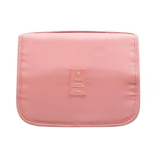 Kosmetiktasche Toil -Make -Up -Taschen Feste Farbbare Kosmetikbeutel Reisen PVC wasserdichte Große Kapazität Toilettenartikel Hangbag-Rosa von BOQUN