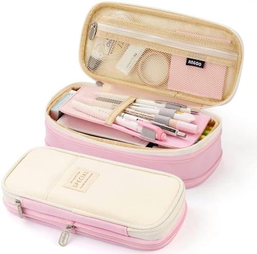 Mäppchen Kawaii Bleistiftkoffer Großer Kapazität Bleistiftbeutel Beutelhalter Box Für Mädchen Office Student Schreibzeit Organisator-Rosa von BOQUN