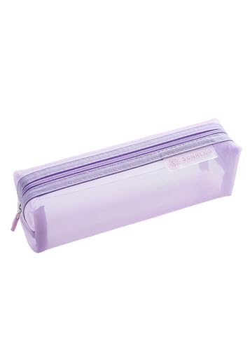 Mäppchen Transparente Schreibwarenstiftbeutelstudent Prüfung Dedizierter Nylon Mesh Pen Case Unisex Beutel Großer Kapazität-C von BOQUN