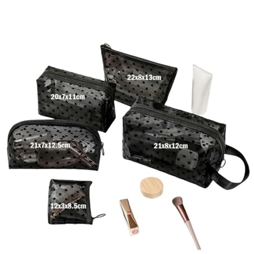 Make-up-Tasche, 1 Stück, Love-Aufdruck, Netz, Kosmetiktasche, tragbar, Kulturbeutel, Organizer, Make-up-Tasche, multifunktional, transparent, Lippenstift-Aufbewahrung, Schwarz 1 Stück., 12x3x8.5cm-1pc von BOQUN