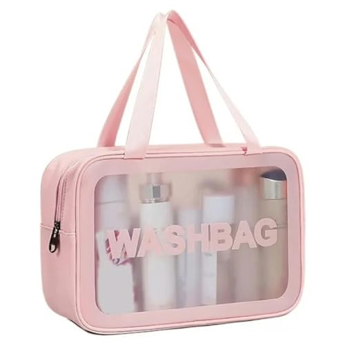 Make-up-Tasche, transparent, PVC, transparent, Make-up-Tasche, Reise-Make-up-Organizer, Aufbewahrung, Bad, Kulturbeutel, Kulturbeutel, Pink L, A von BOQUN