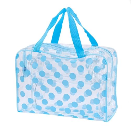 Makeup Tasche Tragbare Transparente Kosmetische Tasche Reißverschluss Kosmetische Tasche Handtasche Toilettenartikel Kosmetik Schönheitsspeicherbox Handtasche-Blau von BOQUN