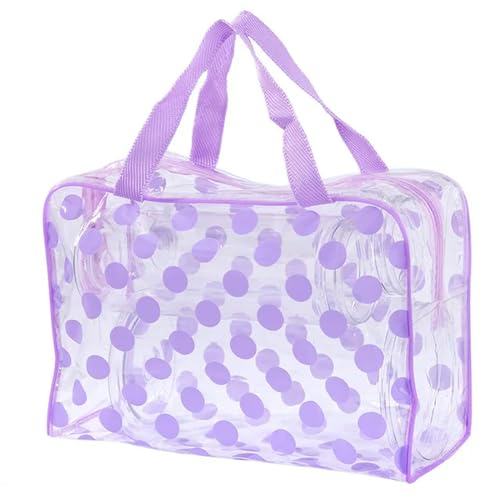 Makeup Tasche Tragbare Transparente Kosmetische Tasche Reißverschluss Kosmetische Tasche Handtasche Toilettenartikel Kosmetik Schönheitsspeicherbox Handtasche-Lila_A von BOQUN