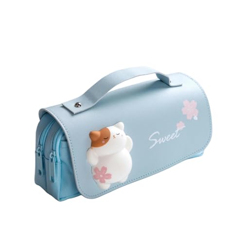 Schreibwarenetui 3D Kawaii Pencil Case Mädchen Dekompression Stift Beutel Süßes Wasserdicht-Blau-A von BOQUN