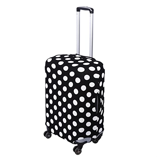 BORDSTRACT Suitcase Cover, 3 Sizes Dust Proof Luggage Protector with 3 Fashion Patterns Tape Design for Travel Business (Black White Dots S18-22) von BORDSTRACT