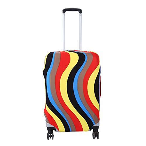 BORDSTRACT Suitcase Cover, 3 Sizes Dust Proof Luggage Protector with 3 Fashion Patterns Tape Design for Travel Business (Colorful Wavy XL26-28) von BORDSTRACT