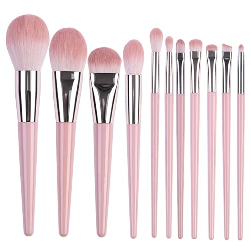 11-teiliges Make-up-Pinsel-Set für Lidschatten, Augenbrauen, Eyeliner, Verblenden (Kirschrosa) von BORGBAR