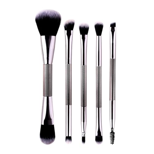 Make-up-Pinsel-Set, 5-teilig, doppelseitig, Foundation-Puder, Lidschatten, Lippenpinsel-Set für Flüssigkeit, Puder zum Polieren, Verblenden, Make-up-Pinsel-Set für Damen (schwarz) von BORGBAR
