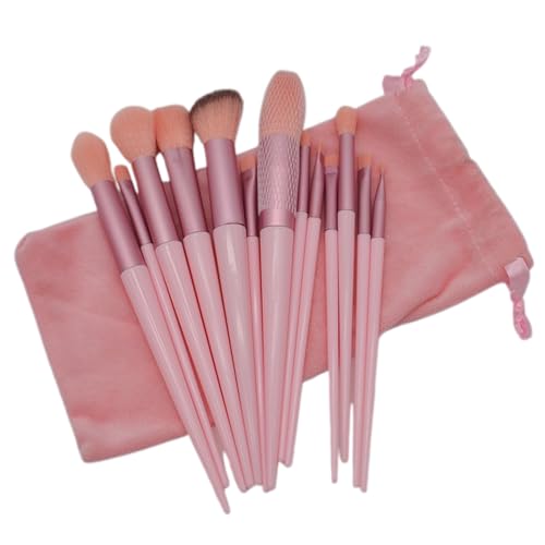 Make-up-Pinsel-Set, Make-up-Pinsel, professionell, schönes Make-up-Pinsel-Set mit Halter, Make-up-Pinsel-Organizer-Set, schwarz, 13 Stück Pinsel (Rosa + Tasche) von BORGBAR