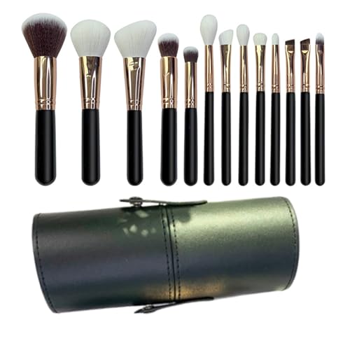Professionelles Make-up-Pinsel-Set, 13-teilig, weiche Make-up-Pinsel mit Foundation, detaillierter Eyeliner, Konturen, Rouge, Lippenpinsel, Puderpinsel mit Organizer, Reiseetui (13 Pinsel + schwarzer von BORGBAR