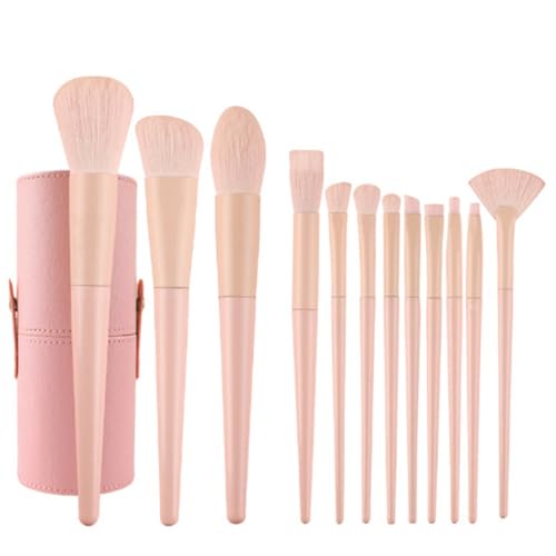 Professionelles Make-up-Pinsel-Set, 26-teilig, hochwertige synthetische Make-up-Pinsel mit Etui, Rouge, Eyeliner-Pinsel, Reise-Make-up-Pinsel-Set (13 rosa Pinsel und Eimer) von BORGBAR