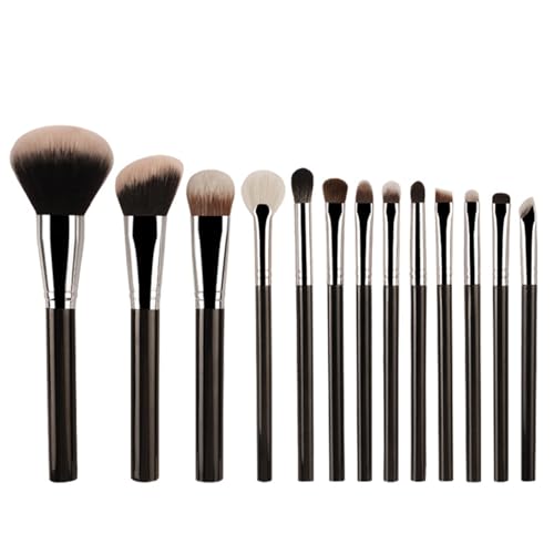Professionelles Make-up-Pinsel-Set für Kabuki, Foundation-Pinsel, Lidschatten, Augenbrauen, Eyeliner, Mischen, Concealer, ideal als Geschenk, 13-teilig (schwarz) von BORGBAR