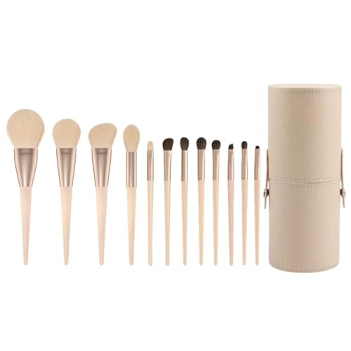 Reise-Make-up-Pinsel-Set, 12-teilig, Make-up-Pinsel für Foundation, Puder, Lidschatten, Konturen, Concealer, Rouge und Highlights, mit Tragetasche (Aprikosenpinseleimer + 12 Pinsel) von BORGBAR
