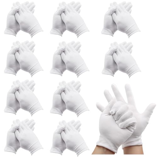 BORISCA 11 Paar Baumwollhandschuhe, Weiß Handschuhe Weich Unterziehhandschuhe Dünn Stoffhandschuhe Elastisch Textilhandschuhe Wiederverwendba (B) von BORISCA