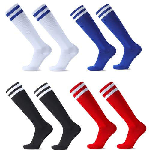 BORISCA 4 Paar Fußballsocken Kinder, Rutschfeste Fussball Socken Kinder, Lang Unisex Kinder Sportsocken, Trainingssocken Fußball Kinder Fussballstutzen für Fußballtraining, Laufen, Sport von BORISCA