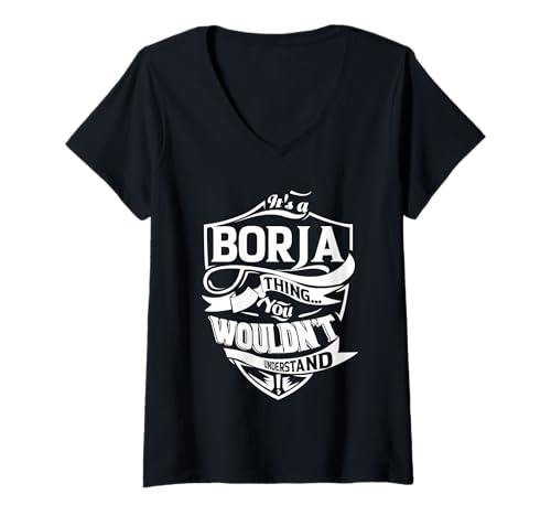 Damen Team Borja – Lebenslange Mitgliedsgeschenke T-Shirt mit V-Ausschnitt von BORJA FAMILY Idea Gifts