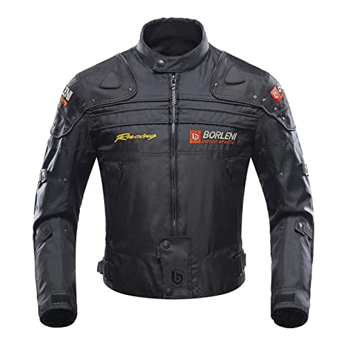 BORLENI Motorradjacke Herren Motorrad Jacke Winddicht mit Protektoren Protektoren Jacke Roller Biker Touren Damen Schwarz L von BORLENI